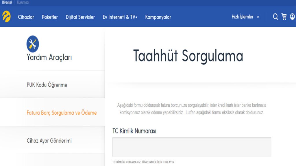 Turkcell Taahhüt Sorgulama