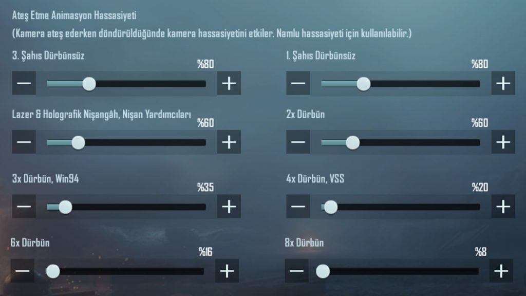 PUBG Mobile Ateş Etme Animasyon Hassasiyeti Ayarları