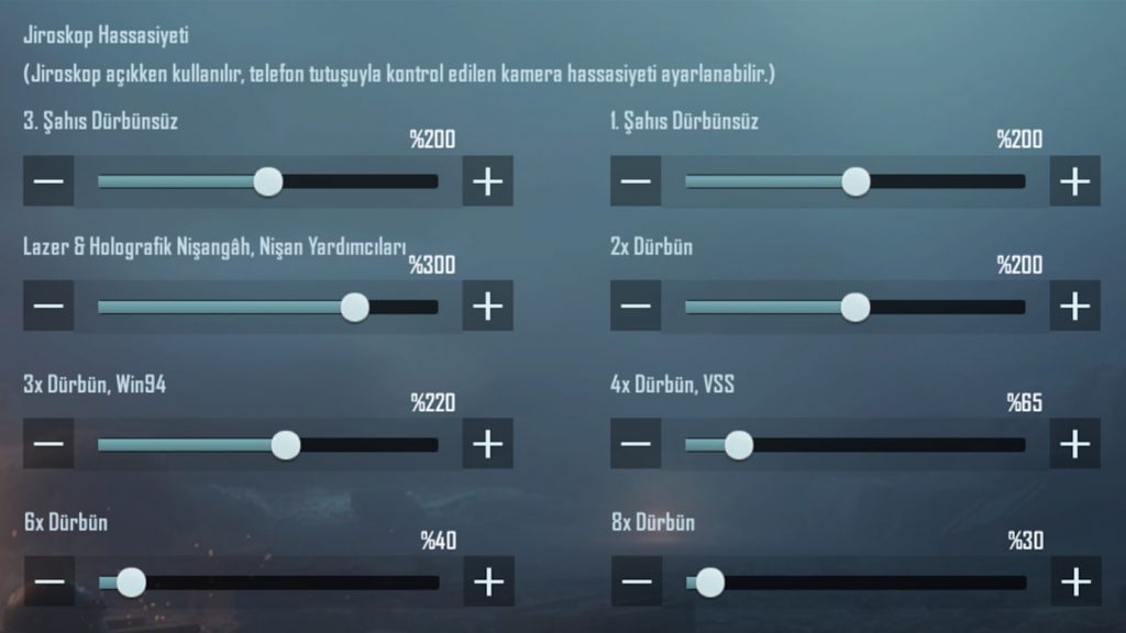 PUBG Mobile Jiroskop Hassasiyeti Ayarları