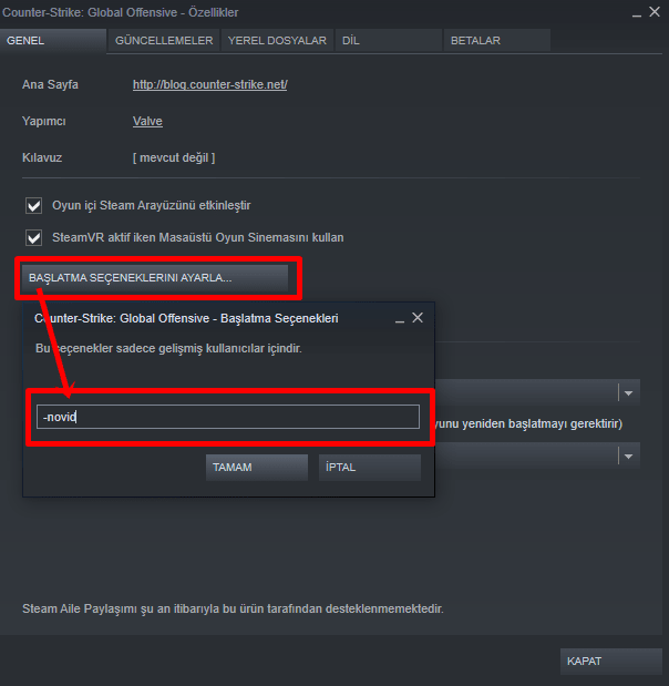 CSGO Başlatma Seçenekleri Fps Arttırma